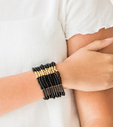 Black and Gold Seed-Bead Bracelet*