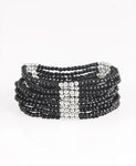 Black and Silver Seed-Bead Bracelet*