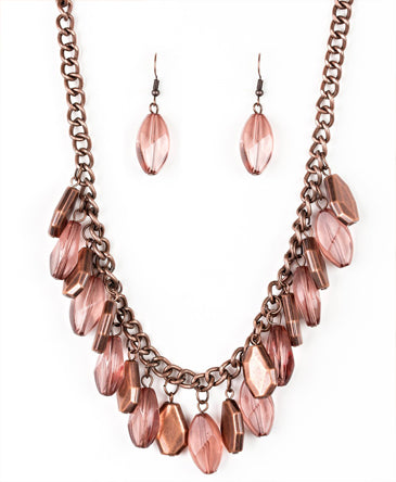 Bronze Stones Drop-Style Necklace Set