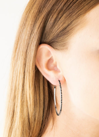 Chic Classic Silver and Black Hoop Earrings