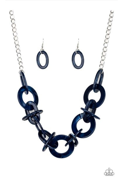 Chromatic Charm Blue Acrylic Necklace Set*