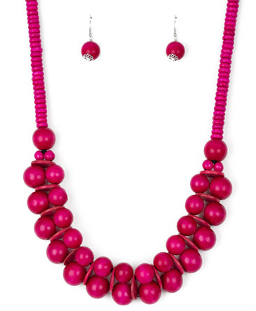 Cranberry Tropics Wooden Necklace Set*