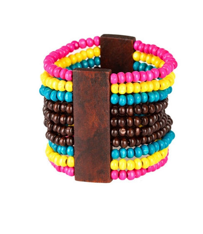 Jamaican Me Jam Multi-Colored Wooden Bracelet*