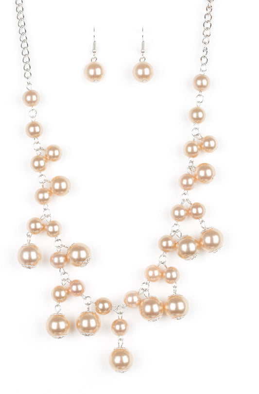 Pink Balled Drop-Style Necklace Set (Golden Brown is Sold Out)