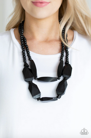 Tropical Heatwave Black Wooden Necklace