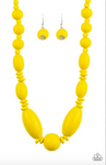 NR* Summer Breezin Yellow Wooden Necklace Set