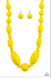 NR* Summer Breezin Yellow Wooden Necklace Set