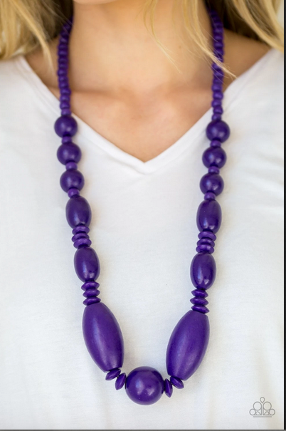 Summer Breezin Purple Wooden Necklace Set