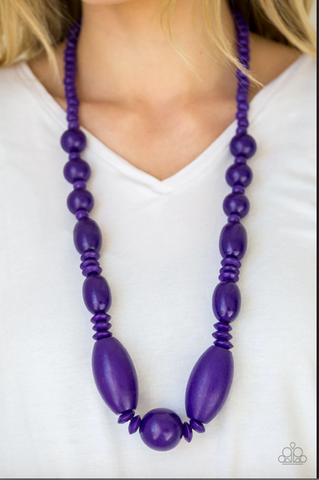 NR* Summer Breezin Purple Wooden Necklace Set