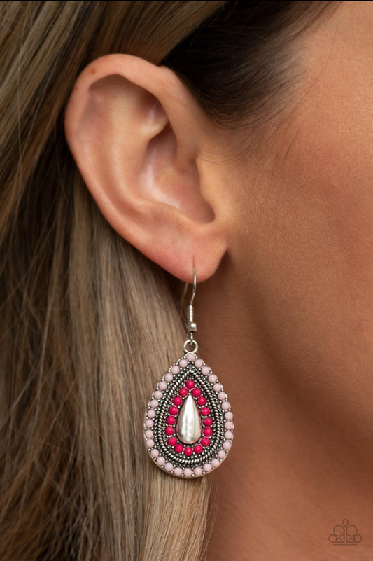Beaded Bonanza Pink Earrings