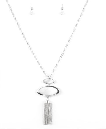 Silver Round Disc Necklace Set