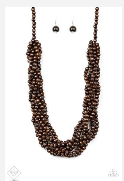 Tahiti Tropic Brown Wooden Necklace Set*