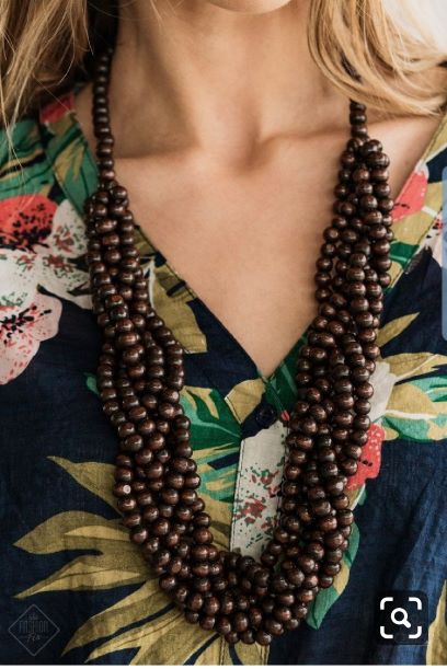 Tahiti Tropic Brown Wooden Necklace Set*