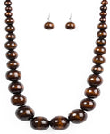 Effortlessly Everglades Brown Wooden Necklace Set