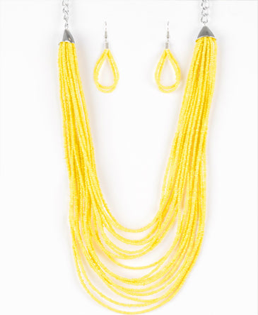Yellow Seed-Bead Necklace Set