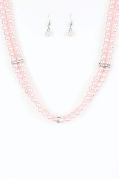 Put On Yor Party Dress-Pink Necklace Set